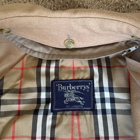 Vintage Burberry Tan Nova Check Plaid Lined Double Breasted Tie Trench Coat - Picture 11 of 16